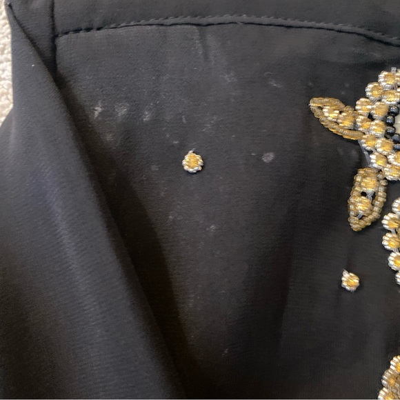 XL‎ Modest Ethnic Abaya Kaftan Maxi Evening Dress Muslim Black Gold Beaded - Picture 11 of 16